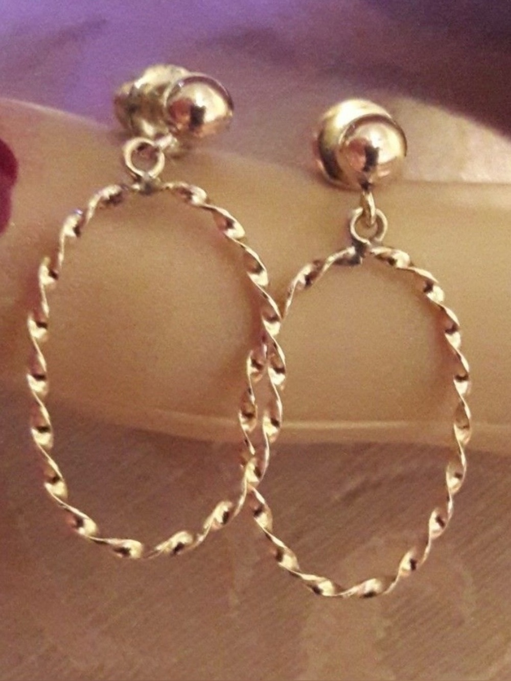 14K Gold Twisted Oval
Hoop Stud Earrings